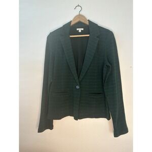 Women's Green Stripped Caslon Blazer Single Button Cotton Size L